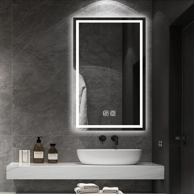 framed backlit mirror